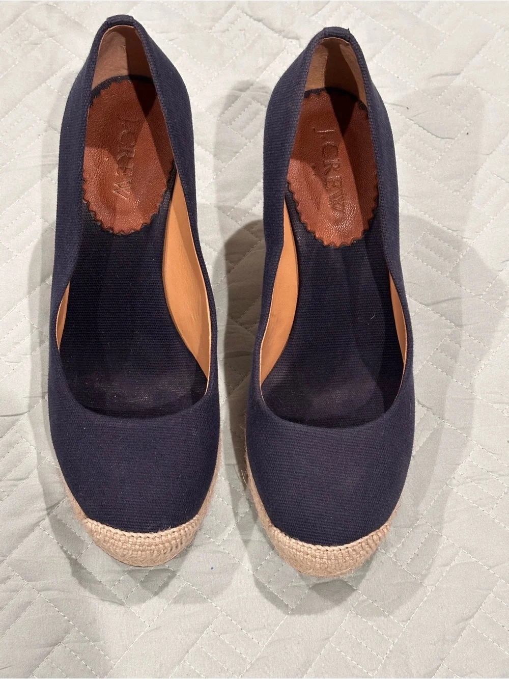 J.Crew Navy Canvas Espadrille Wedge Heels Women’s Size 6 Slip On Summer Shoes